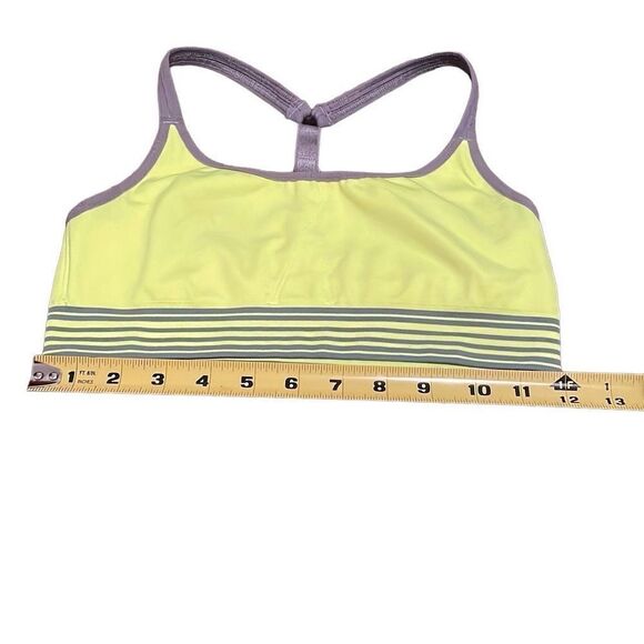 Nearly New! Athleta Neon Yellow Gray Trim Racerback Sports Bra - Small - Picture 7 of 8